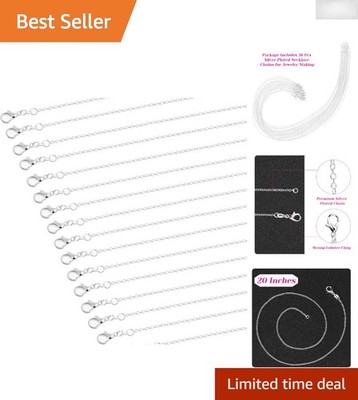 36-Pack Silver Plated 20-Inch Necklace Chains for DIY Jewelry Creations