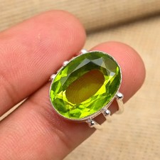 Handmade Peridot Ring 925 Sterling Silver Green Gemstone August Birthstone Gift,