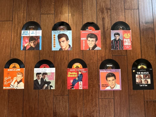 VINTAGE - 1960's - LOT -VARIOUS - PICTURE SLEEVES + 45 RPM RECORDS + THE BEATLES