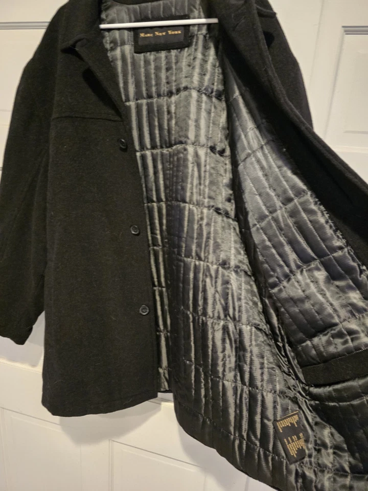 Abrigo de vestir MARC NEW YORK para hombre negro mezcla de lana 3/4 XXL EXCELENTE estado Foto 4 de 4