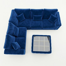 Lily 2C2 Corner Sofa – Navy Blue Plush Velvet | 240cm x 240cm | Deep 90cm
