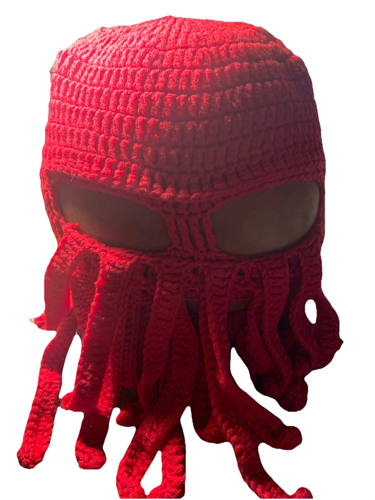 Funny Wind Ski Wool Knit Cosplay Beanie ski Mask Beard Red Octopus Squid Cap