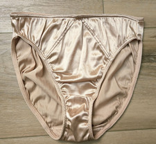 Vintage Victoria's Secret Nude Second Skin Satin Hipster Bikini Panties L READ 