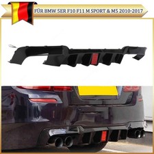 Für BMW 5er F10 F11 2010-17 mit Licht Heckdiffusor Diffusor Lippe SCHWARZ GLANZ