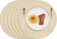 Homcomodar Tischsets Rund 6PCS Platzsets Abwaschbar 34Cm Platzdeckchen