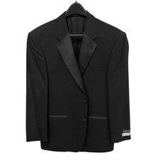 NEW Men  s Tuxedo Jacket 40R Geoffrey Beene Black Super 100  s Wool Satin Lapels
