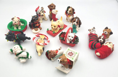 Lot of 13 Hallmark Puppy Love Ornaments 93-03 05 07 + 4 Bonus Puppy 85 2-88 89