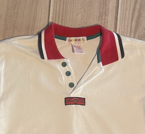 Vintage Gymboree 90s Size XXL Rainbow Tags Long Sleeve Polo Red White Green - Picture 2 of 5