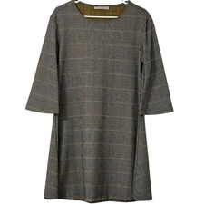 Bryn Walker Plaid Mini Dress Flare Sleeve Large Academia Italian Fabric Preppy
