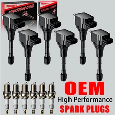 6X Brand OEM Ignition Coil & 6 Iridium Spark plug For Nissan Altima Maxima UF550