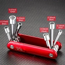 Pocket-Sized Folding Nut Driver Set - 6 Metric Sizes, All-in-One Hex Wrench Tool