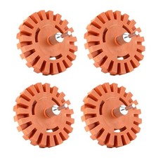 Rubber Eraser Wheel with Drill Adapter 4 Pack - 4 Knobby Slotted Edge Pad -