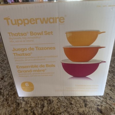 Tupperware 6 Piece Thatsa Bowl Set of 3: 12.5-cup, 19-cup, 33-cup, Sealed in Box