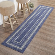 Farmhouse 24"x96" Area Rug Blue Great Falls Textured Jute Floor Decor VHC Brands