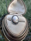 Sterling Silver And Marcasite Carved Shell Cameo Ring Antique Size 6.5