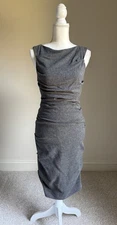 NICOLE MILLER COLLECTION Gray Minimalist Midi Sheath Dress Sz 4