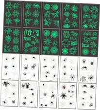 73PCS Luminous Halloween Spider Web Temporary Tattoos, Costume Makeup Glow in