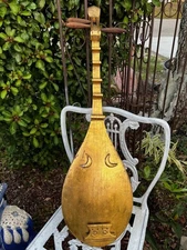 Vintage Wood MCM Modernist Art Sculpture Jaru Art Products Mandolin Guitar Gilt