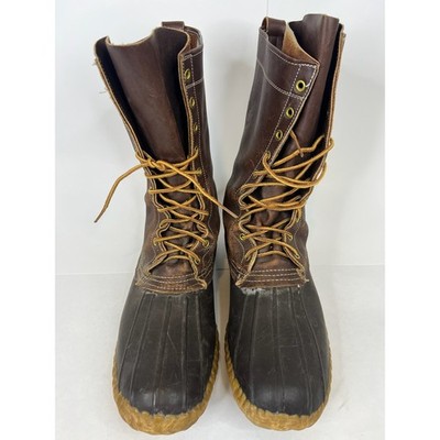 VTG LL Bean Men Brown Leather Rubber Hunt Duck Maine USA Gum  display picture 3