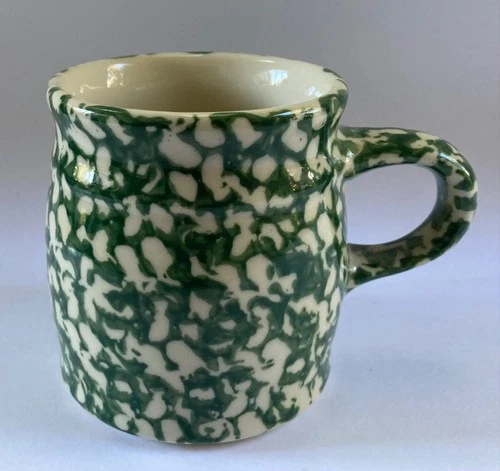Gerald Henn Workshop Green Spongeware Pottery Coffee Tea Mug Cup Roseville Ohio