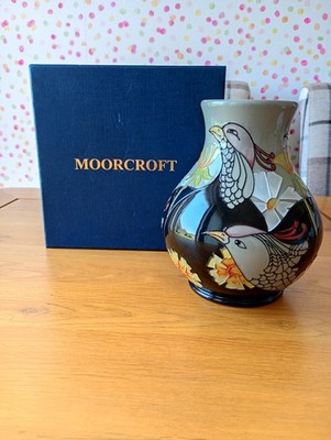 Moorcroft Courting Birds Vase 2013 Emma Bossons First Quality Boxed Mint