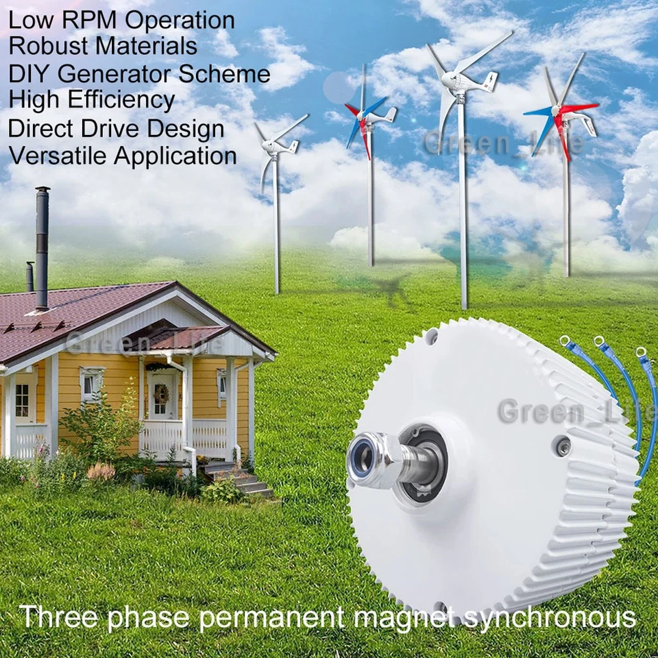 1000-8000W Permanent Magnet Generator 12/24/48V 3Phase Gearless Magnet Alternato - Image 2 of 4