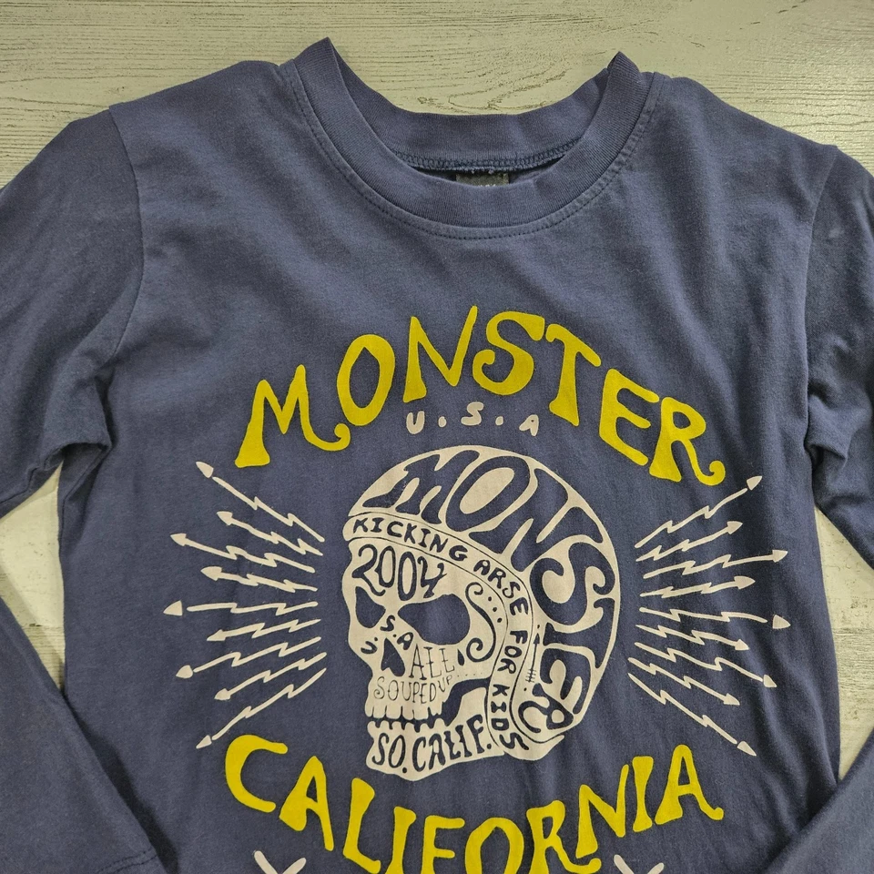 MONSTER REPUBLIC Boys 10 Blue Skull Helmet Long Sleeve Shirt DC-TT20 - Image 3 of 4