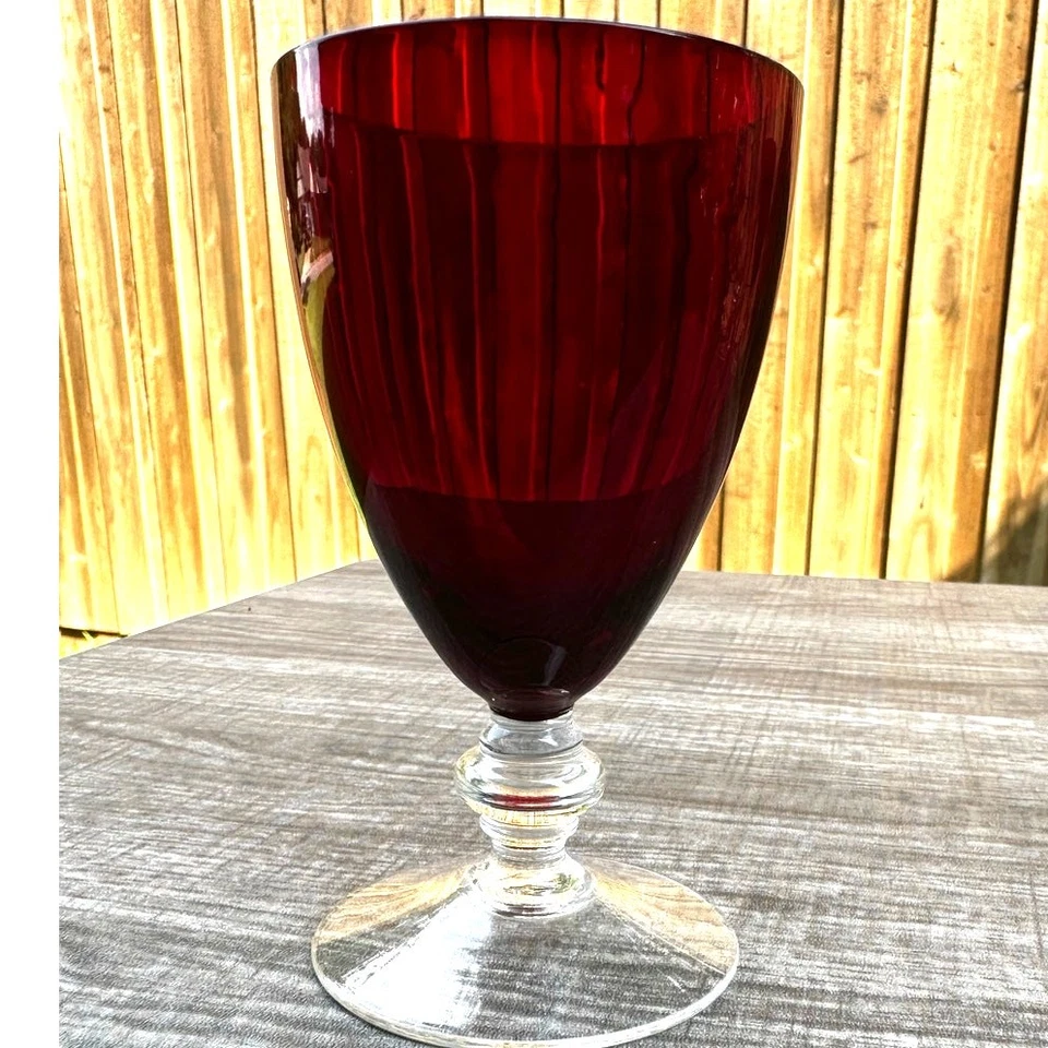 Juego de 14 vasos base transparente con patas de jugo de licor cordial rojo rubí 4,25" de alto Foto 2 de 4