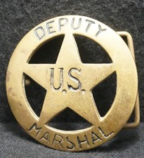 WL03122 VINTAGE 1970s  U.S. DEPUTY MARSHAL  LAW ENFORCEMENT POLICE BELT BUCKLE