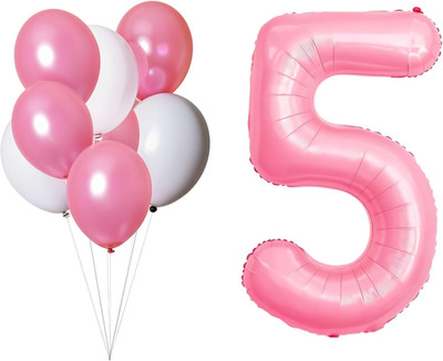 LAC EVERYTHING EVERYWHERE Luftballon 5 Zahl Rosa - Set 5 Luftballon Pink und 3 W