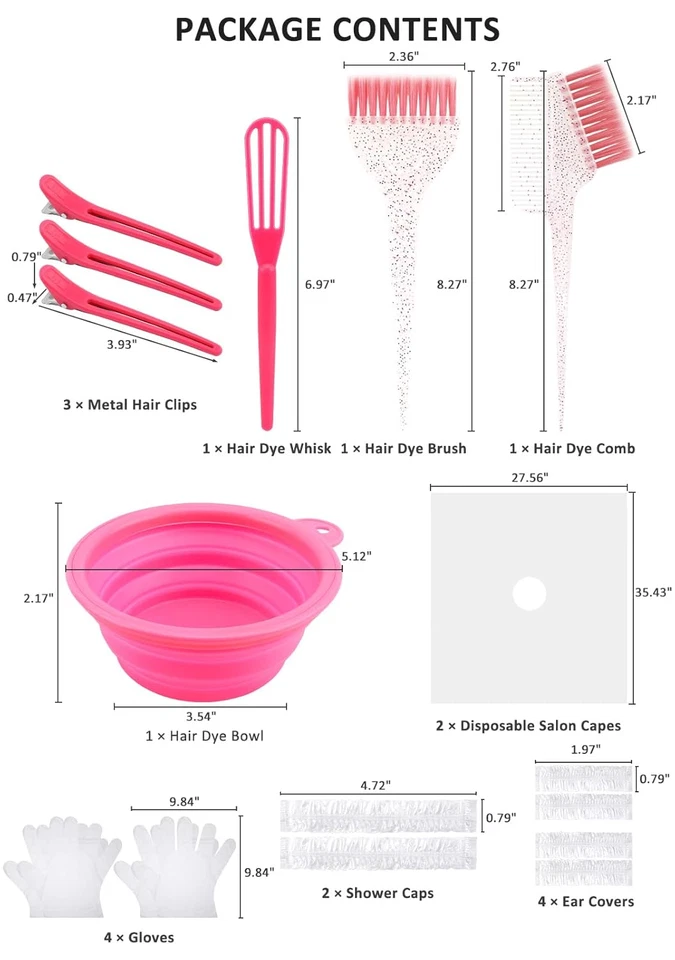 19PCS Hair Bleach Dye Kit with Hair Dye Brush and Bowl Whisk Hair Clips Protecti - Image 2 of 4