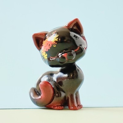 Floral Cat Figure Black Higanbana Red Spider Lily Hana Neko Gashapon Kitan Club