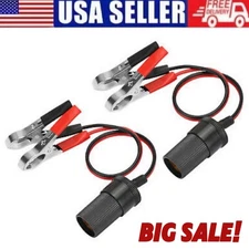 12V Car Battery Alligator Clamp Cable Clip Lot Cigarette Lighter Adapter Socket
