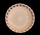 Vintage Fenton Pink Milk Glass Scroll Lace Plate Handmade w/ Original Tag