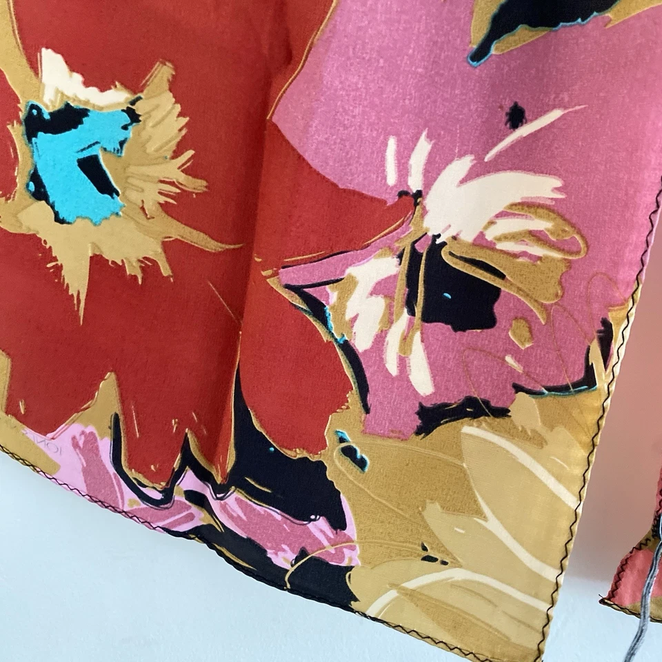 琼斯纽约丝绸围巾抽象花卉五颜六色的艺术商业生涯学院风 — 第 2/4 张图片