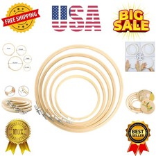 5 Pieces Embroidery Hoops Bamboo Circle Cross Stitch Hoop Ring 5 inch to 10 i...