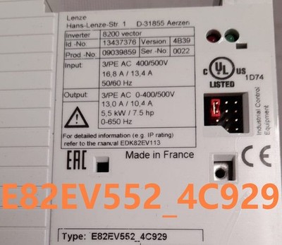1PC Used LENZE E82EV552_4C929 E82EV5524C929 Dimmer 5.5KW PLC