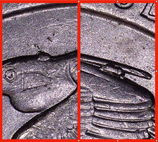 2018 P RARE 2X DIE CHIP ERROR Top Feather & Head Block Island Rhode Island QE23