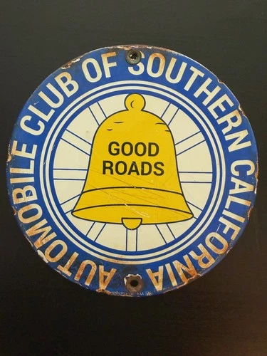 Vintage Style Automobile Club Southern California Enamel Advertising Sign 6x6"