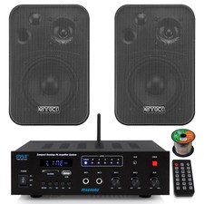 Pyle PFA600BU Bluetooth AUX FM PA Amplifier Receiver, 2x 4" 30W Black Speakers