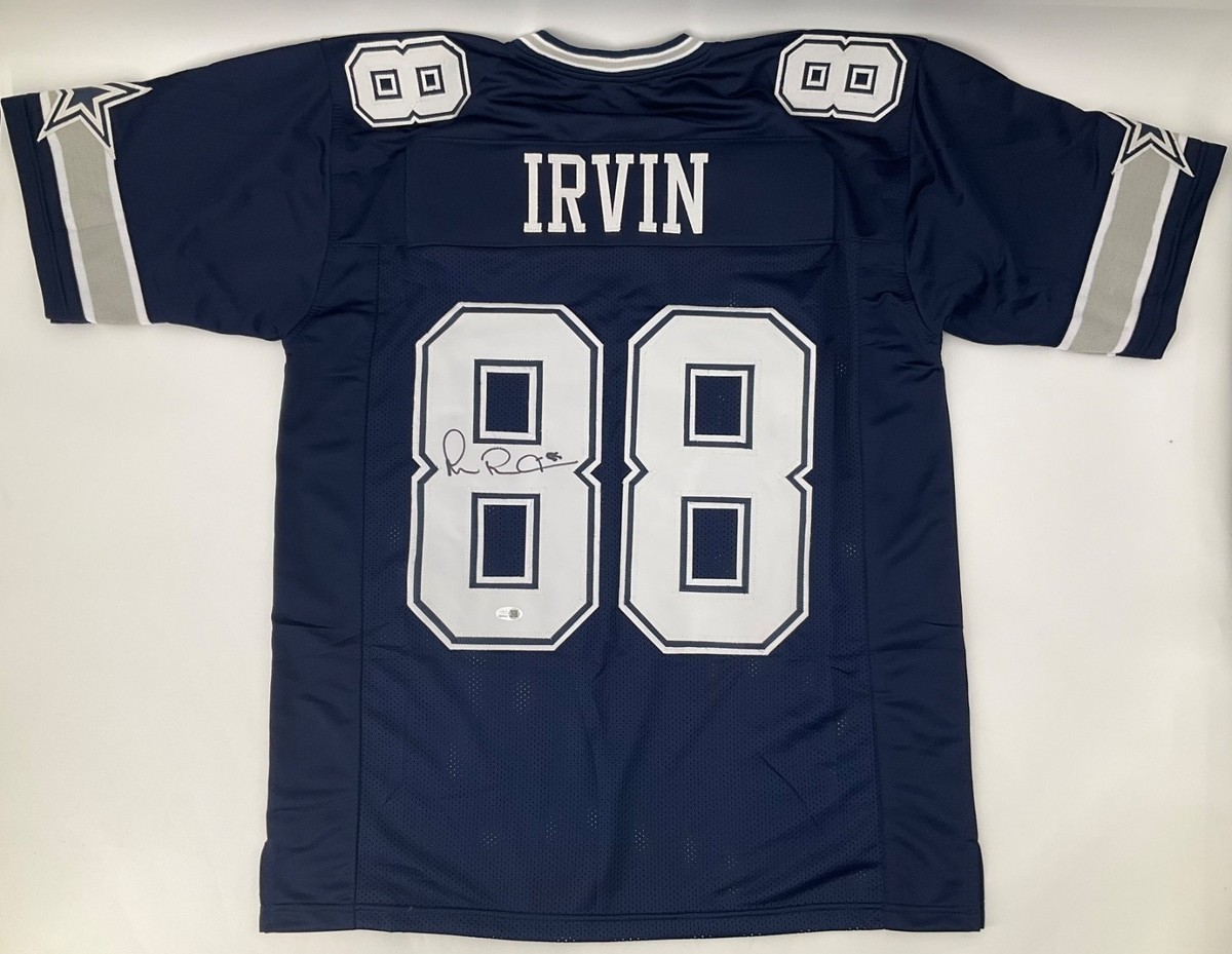 MICHAEL IRVIN DALLAS COWBOYS SIGNED NAVY CUSTOM JERSEY JSA WITNESS