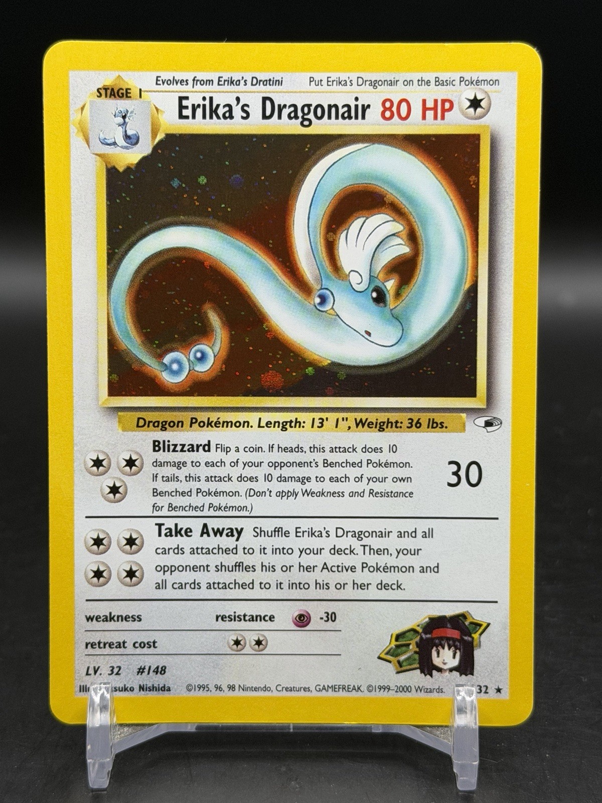 Erika’s Dragonair 41/132 Holo Rare Gym Heroes English WOTC Pokemon NM-