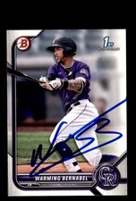 Signed Baseball Card Auto 2022 Bowman #BP-46 Warming Bernabel Colorado Rockies