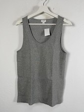J.Crew Women's Ribbed Cotton Tank Top Large Gray Scoop Neck AY276 Casual New