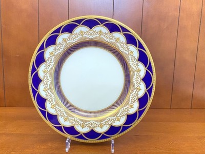 Minton for Tiffany & Co Cobalt Blue Gold Gilt Dinner Plate, Neoclassical, mint!