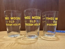 3 PRE PROHIBITION THOS. MOORE OLD POSSUM HOLLOW WHISKEY GLASSES, MCKEESPORT, PA