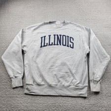 Illinois Fighting Illini Sweatshirt Mens Medium Gray NCAA Champion Reverse Weave
