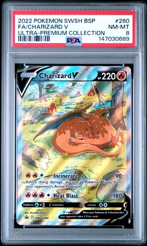 2022 POKEMON SWSH BLACK STAR PROMO #260 FULL ART/CHARIZARD V PSA 8
