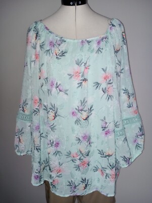 Studio Shirt - Women Tops Consigned size 3X Floral Multicolor