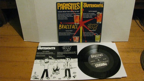 PARASITES/BRACEFACE/OUTRIGHTS/JETTY BOYS- 45  PUNK EP NM 2013 ECCENTRIC POP - Afbeelding 2 van 2
